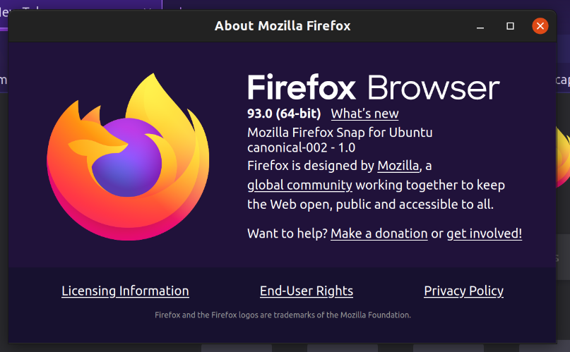 Ubuntu 21.10 Firefox Snap