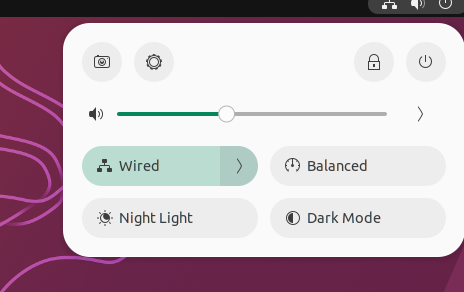 Quick Settings Ubuntu 22.10