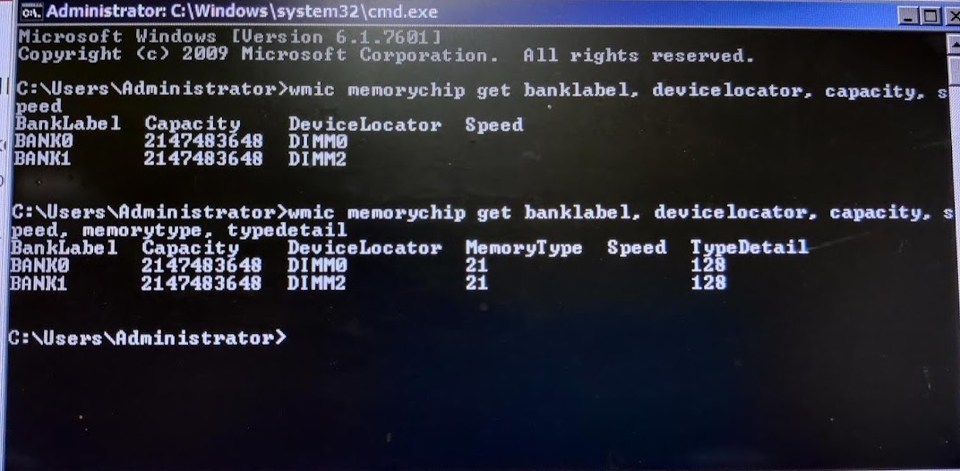 RAM type in Windows Command Prompt