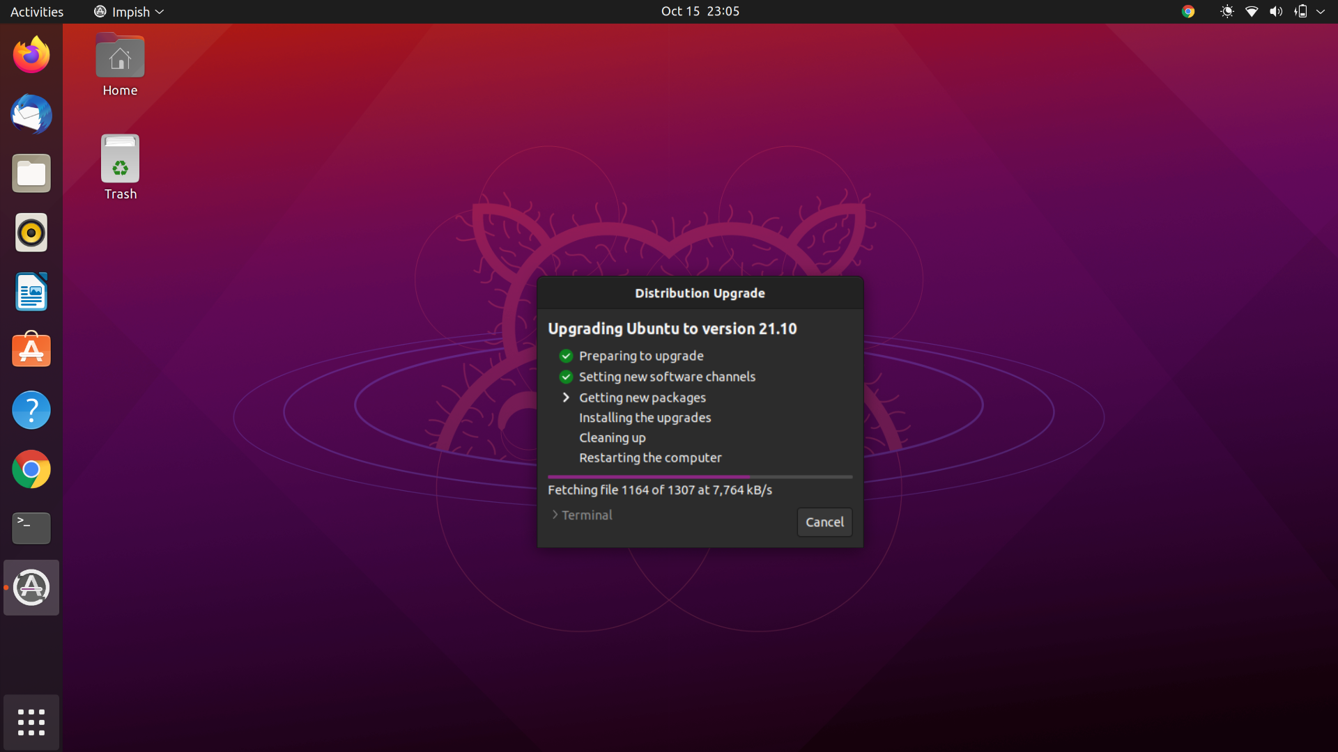 Ubuntu 21.10 Upgrade in progress