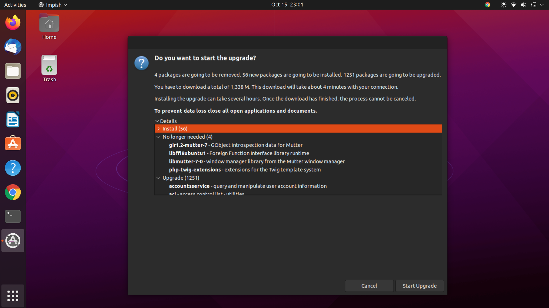 Ubuntu 21.10 Upgrade Prompt