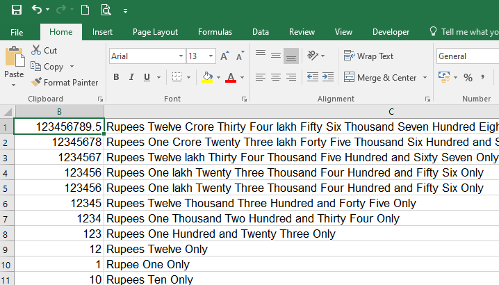 Currency in Number to Words